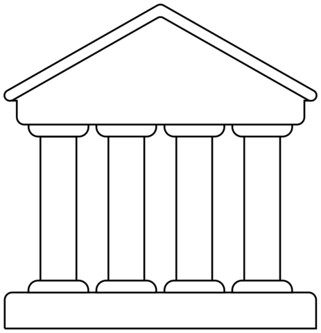 Classical Building Emoji Coloring Page